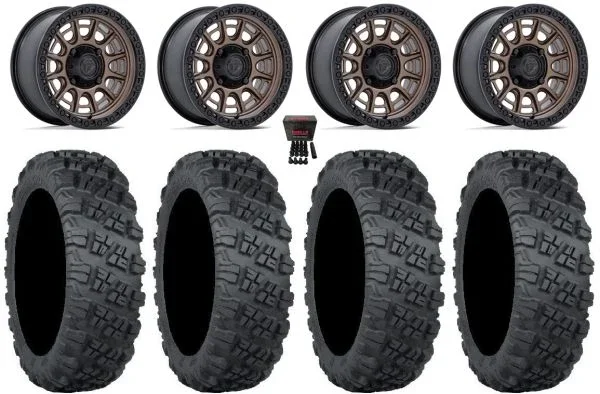 Fuel Cycle 15″ Wheels Bronze +38mm 33″ Versa Cross V3 Tires Can-Am Maverick X3 / Honda Pioneer 1000 / Talon