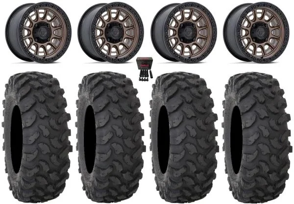 Fuel Cycle 15″ Wheels Bronze +38mm 35″ XTR370 Tires Can-Am Maverick X3 / Honda Pioneer 1000 / Talon