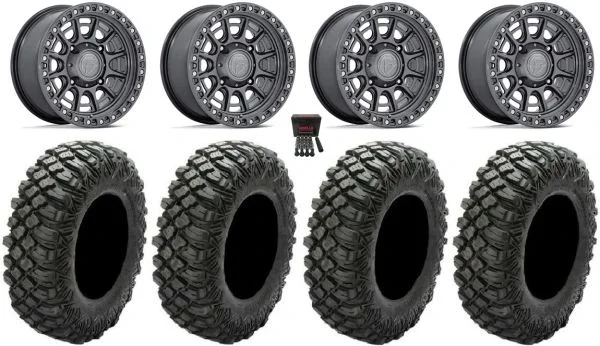 Fuel Cycle 15″ Wheels Gunmetal +10mm 30″ Crawler XR Tires Yamaha Viking Wolverine YXZ1000R