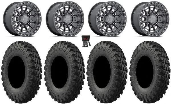 Fuel Cycle 15″ Wheels Gunmetal +10mm 32″ MotoRally Tires Can-Am Maverick X3 / Honda Pioneer 1000 / Talon