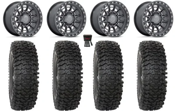 Fuel Cycle 15″ Wheels Gunmetal +10mm 33″ RC500 Tires Can-Am Commander Maverick Renegade Outlander Defender