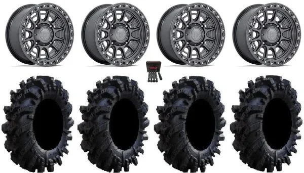 Fuel Cycle 15″ Wheels Gunmetal +10mm 34″ Intimidator Tires Polaris Sportsman / RZR / Ranger