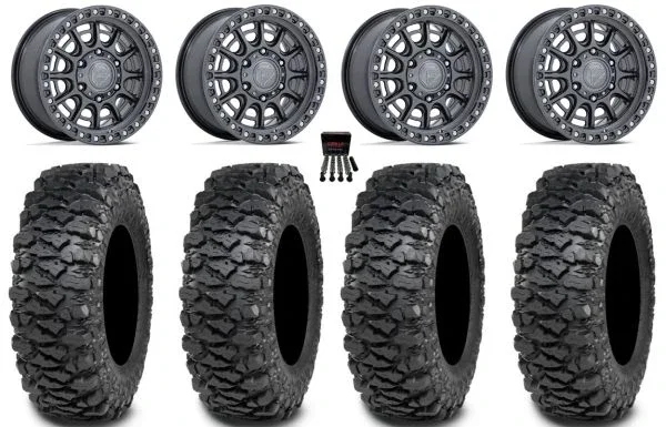 Fuel Cycle 15″ Wheels Gunmetal +38mm 30″ Savage XT Tires Can-Am Maverick R