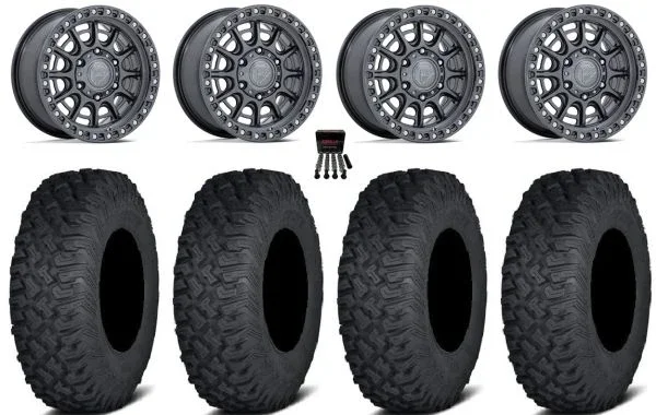 Fuel Cycle 15″ Wheels Gunmetal +38mm 32″ Coyote Tires Can-Am Maverick R