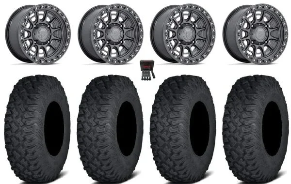 Fuel Cycle 15″ Wheels Gunmetal +38mm 32″ Coyote Tires Polaris Sportsman / RZR / Ranger
