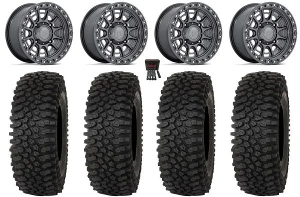 Fuel Cycle 15″ Wheels Gunmetal +38mm 33″ Roctane STX Tires Kawasaki Mule Pro FXT KRX / Yamaha Wolverine RMAX / YXZ 2019+