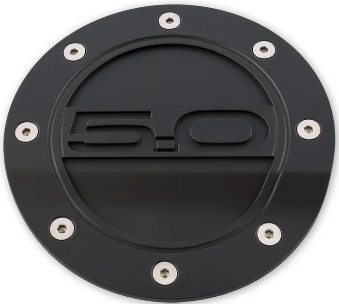 Fuel Door (Black, feat. 5.0L Logo) for Mustang 5.0L GT 2015-23 | #FR3Z-6640526-5A | Drake Muscle Cars
