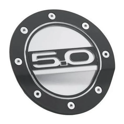 Fuel Door (Black/Silver, ft. 5.0L) for Mustang 2015-23 | #FR3Z-6640526-5B | Drake Muscle Cars