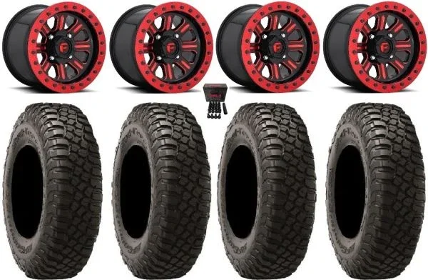 Fuel Hardline Bdlk 15″ Wheels Red 35″ BFG KM3 Tires Polaris RZR XP 1000 / PRO XP / Ranger XP 900/1000