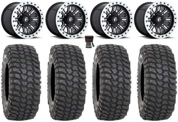 Fuel Hardline Beadlock 15″ Wheels Black 33″ XCR350 Tires Can-Am Commander Maverick Renegade Outlander Defender