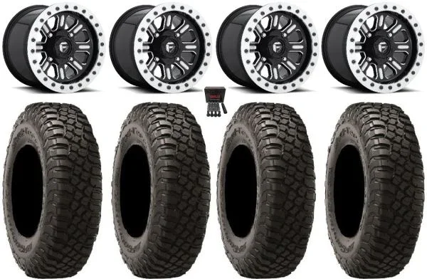 Fuel Hardline Beadlock 15″ Wheels Black 35″ BFG KM3 Tires Can-Am Maverick X3 / Honda Pioneer 1000 / Talon