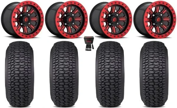 Fuel Hardline Beadlock 15″ Wheels Red 33″ Regulator 2 Tires Can-Am Commander Maverick Renegade Outlander Defender