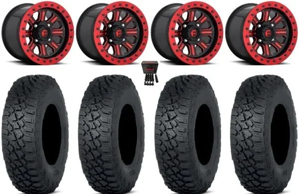 Fuel Hardline Beadlock 15″ Wheels Red 35″ Tenacity XNR Tires Can-Am Maverick X3 / Honda Pioneer 1000 / Talon