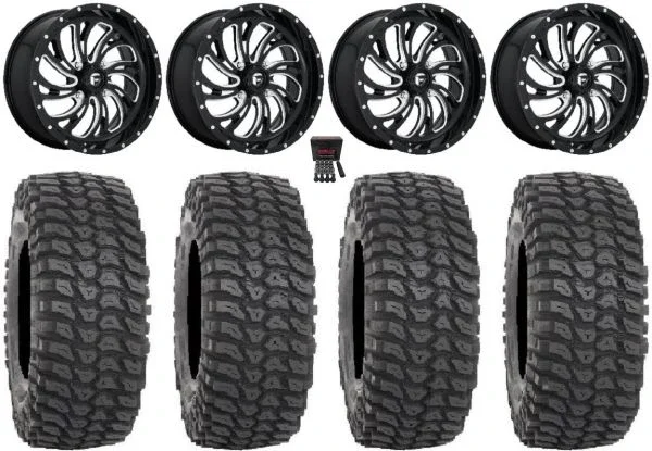 Fuel Kompressor Black 18″ Wheels 36″ XCR350 Tires Can-Am Commander Maverick Renegade Outlander Defender