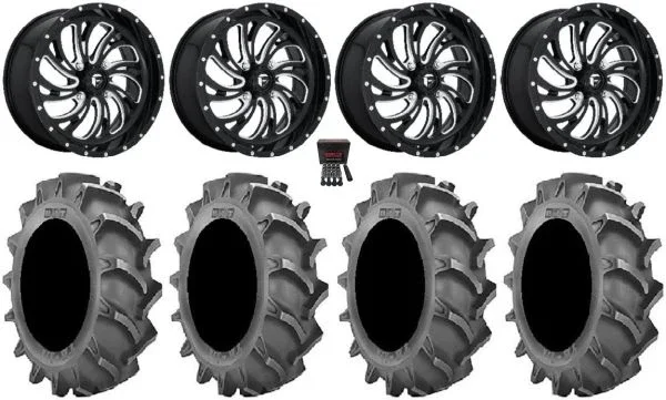 Fuel Kompressor Black 22″ Wheels 40×9.5 BKT 171 Tires Can-Am Maverick X3 / Honda Pioneer 1000 / Talon