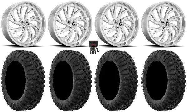 Fuel Kompressor Polished 20″ Wheels 35″ MotoClaw Tires Polaris Sportsman / RZR / Ranger