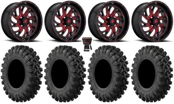 Fuel Kompressor Red 18″ Wheels 40″ MotoRavage XL Tires Kawasaki Teryx Mule