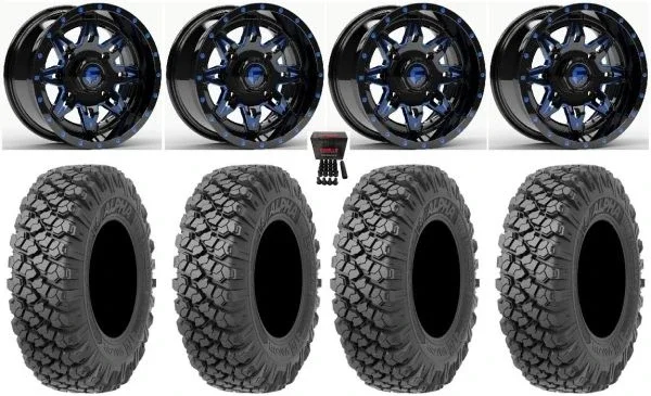 Fuel Lethal 14″ Wheels Blue 30″ Alpha Tires Polaris Sportsman / RZR / Ranger