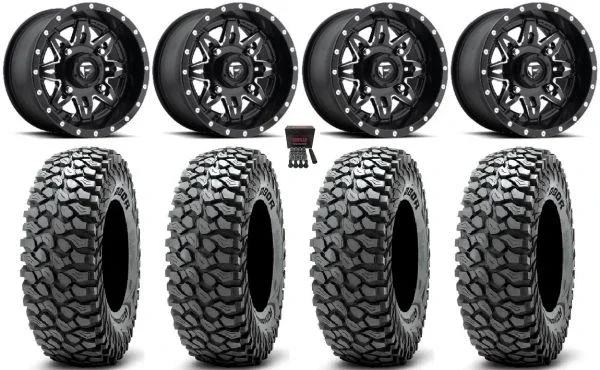 Fuel Lethal 15″ Wheels Black 32″ RocScraper Tires Can-Am Maverick X3 / Honda Pioneer 1000 / Talon