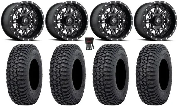 Fuel Lethal 15″ Wheels Black 35″ Tricera Tires Can-Am Commander Maverick Renegade Outlander Defender