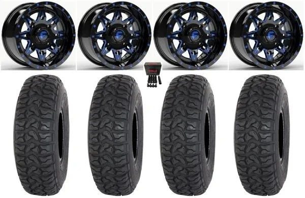 Fuel Lethal 15″ Wheels Blue 35″ Chicane LT Tires Polaris RZR XP 1000 / PRO XP / Ranger XP 900/1000