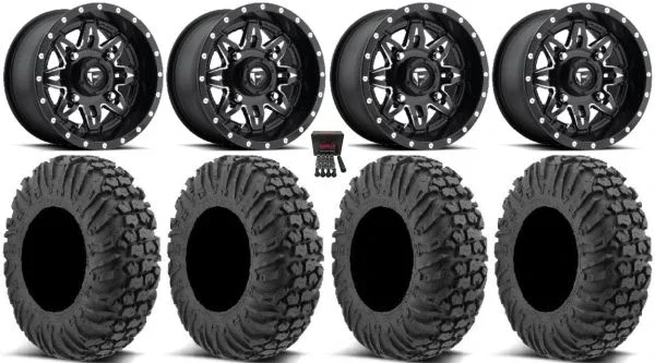 Fuel Lethal Black 15″ Wheels 30″ MotoVator Tires Kawasaki Teryx Mule