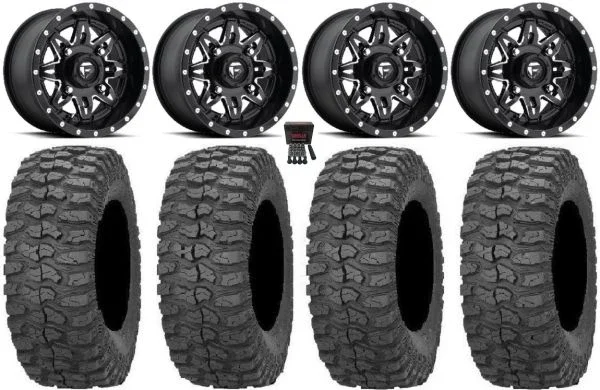 Fuel Lethal Black 15″ Wheels 32″ Rock-A-Billy Tires Kawasaki Mule Pro FXT KRX / Yamaha Wolverine RMAX / YXZ 2019+