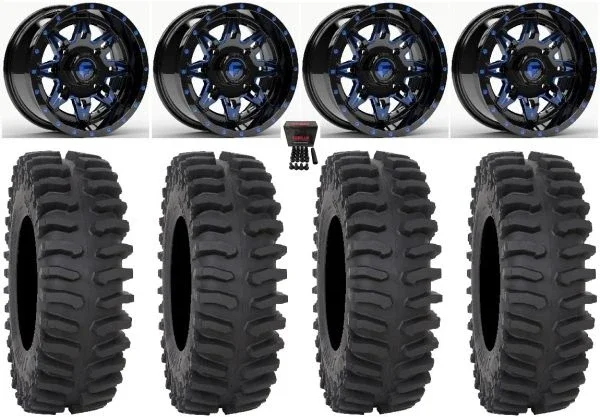 Fuel Lethal Blue 15″ Wheels 30″ XT400 Tires Kawasaki Mule Pro FXT KRX / Yamaha Wolverine RMAX / YXZ 2019+
