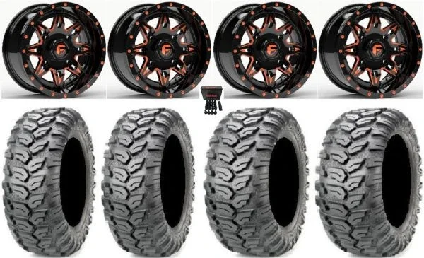 Fuel Lethal Orange 14″ Wheels 29″ Ceros Tires Polaris Sportsman / RZR / Ranger