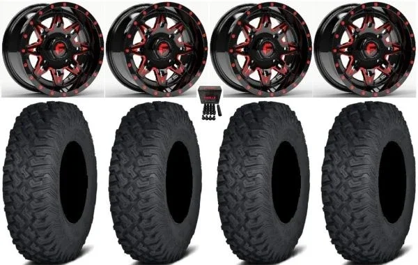 Fuel Lethal Red 15″ Wheels 33″ Coyote Tires Polaris Sportsman / RZR / Ranger