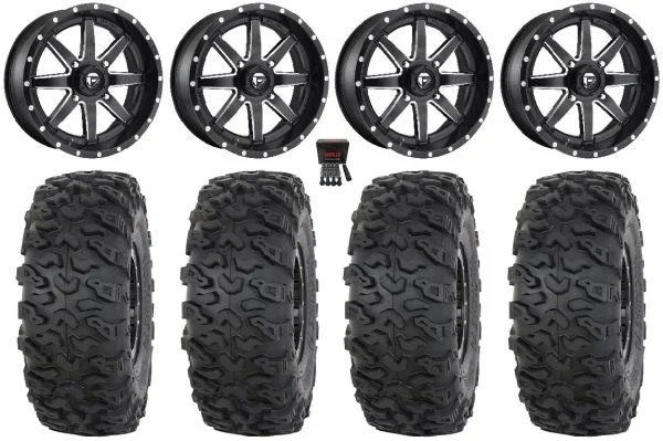 Fuel Maverick 18″ Wheels Black 37″ Roctane T4 Tires Kawasaki Mule Pro FXT KRX / Yamaha Wolverine RMAX / YXZ 2019+