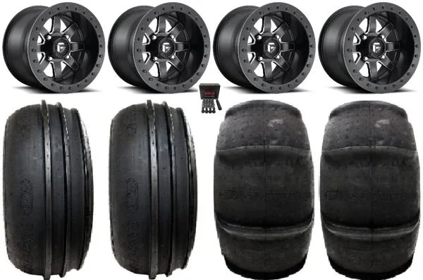 Fuel Maverick Bdlk 15″Wheels 30″Sand Stripper TT/XL Tires Kawasaki Mule Pro FXT KRX / Yamaha Wolverine RMAX / YXZ 2019+