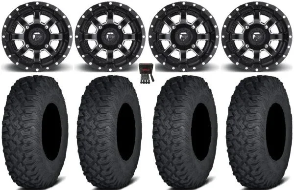 Fuel Maverick Black 15″ Wheels 32″ Coyote Tires Polaris Sportsman / RZR / Ranger