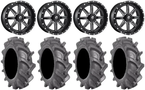 Fuel Maverick Black 18″ Wheels 35″ BKT AT 171 Tires Polaris Sportsman / RZR / Ranger