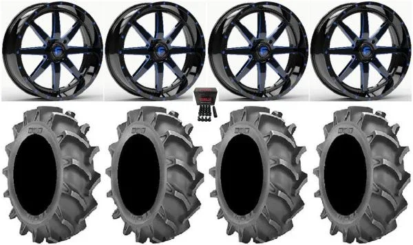 Fuel Maverick Blue 20″ Wheels 37×9.5 BKT 171 Tires Can-Am Commander Maverick Renegade Outlander Defender
