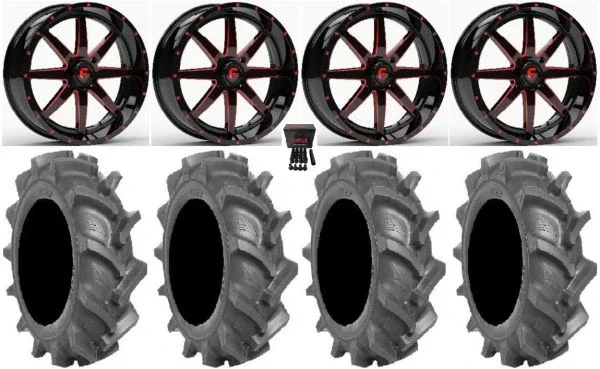 Fuel Maverick Red 22″ Wheels 40″ BKT AT 171 Tires Polaris Sportsman / RZR / Ranger