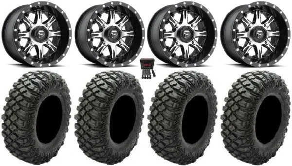 Fuel Nutz Black 14″ Wheels 30″ Crawler XG Tires Honda Rincon Yamaha Rhino Kawasaki Brute Force Suzuki KingQuad
