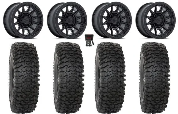 Fuel Piston 15″ Wheels Black +10mm 32″ RC500 Tires Yamaha Viking Wolverine YXZ1000R