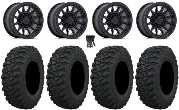 Fuel Piston 15″ Wheels Black +10mm 33″ Trekker Tires Can-Am Commander Maverick Renegade Outlander Defender
