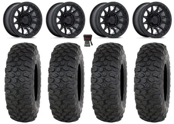 Fuel Piston 15″ Wheels Black +10mm 35″ Chicane DS Tires Can-Am Commander Maverick Renegade Outlander Defender
