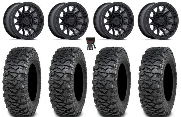 Fuel Piston 15″ Wheels Black +38mm 30″ Savage XT Tires Polaris Sportsman / RZR / Ranger