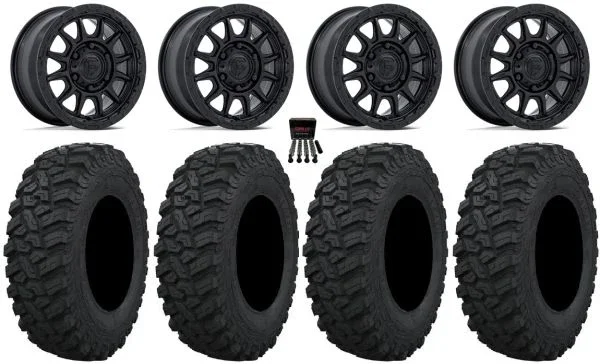 Fuel Piston 15″ Wheels Black +38mm 30″ Trekker Tires Can-Am Maverick R
