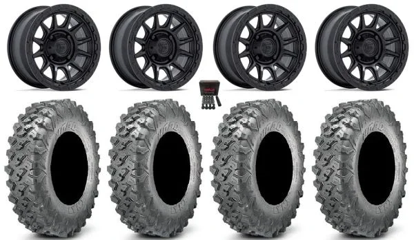 Fuel Piston 15″ Wheels Black +38mm 32″ Lynx SXS Tires Kawasaki Teryx Mule