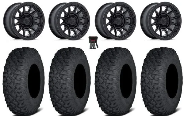 Fuel Piston 15″ Wheels Black +38mm 35″ Coyote Tires Kawasaki Teryx Mule