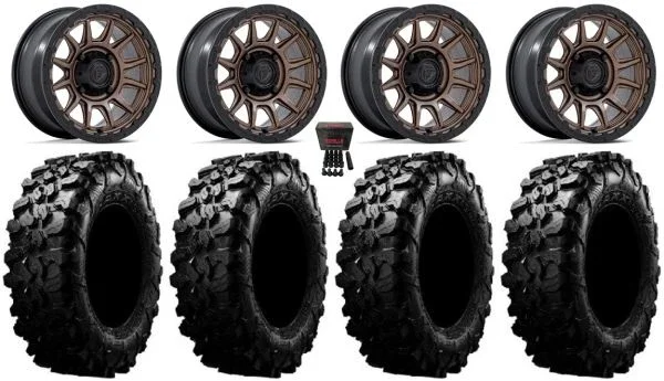 Fuel Piston 15″ Wheels Bronze +10mm 32″ Carnivore Tires Yamaha Viking Wolverine YXZ1000R