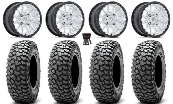 Fuel Piston 15″ Wheels Machined +10mm 35″ RocScraper Sticky Tires Can-Am Maverick X3 / Honda Pioneer 1000 / Talon