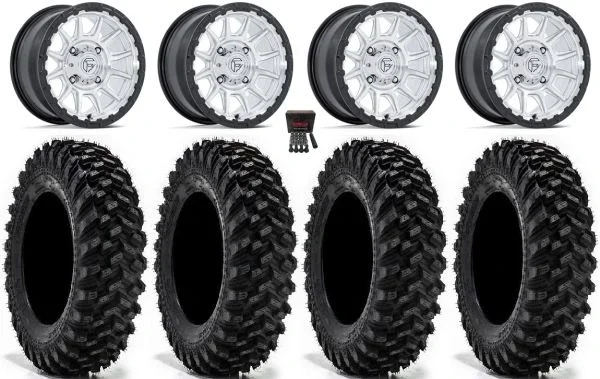 Fuel Piston 15″ Wheels Machined +38mm 32″ Warrior XT Sticky Tires Can-Am Commander Maverick Renegade Outlander Defender