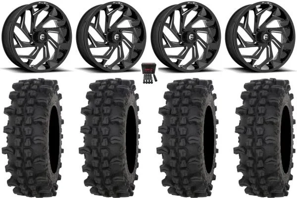 Fuel Reaction 20″ Wheels Black 33″ ACP Tires Can-Am Commander Maverick Renegade Outlander Defender