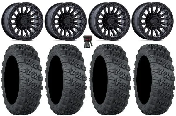 Fuel Rincon Bdlk 15″ Wheels Bk 32″ Versa Cross V3 Tires Can-Am Commander Maverick Renegade Outlander Defender