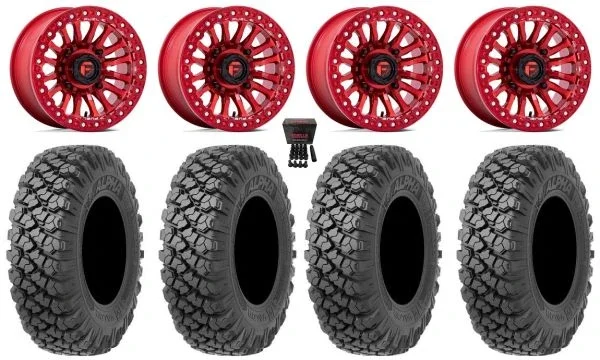 Fuel Rincon Bdlk 15″ Wheels Red 35″ Alpha Soft Tires Yamaha Viking Wolverine YXZ1000R